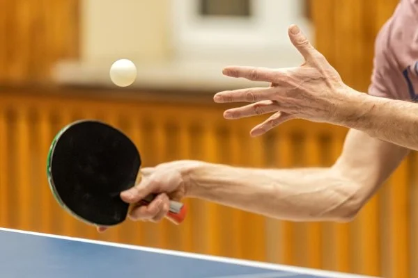 table tennis player close up